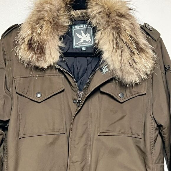 Spiewak and Sons Brown Field Jacket Coyote Fur Collar Mens S Womens - Picture 2 of 10